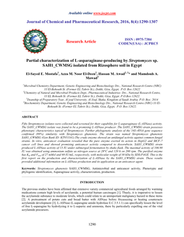 Partial Characterization of Lasparaginaseproducing By