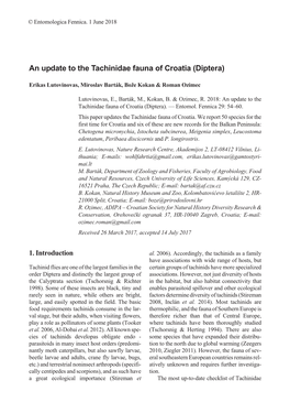 An Update to the Tachinidae Fauna of Croatia (Diptera)