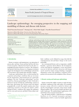 Landscape Epidemiology: an Emerging Perspective in the Mapping and Modelling of Disease and Disease Risk Factors