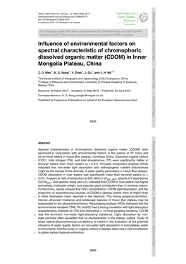 Influence of Environmental Factors on Spectral Characteristic Of