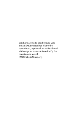 You Have Access to This Because You Are an EMQ Subscriber. Not to Be Reproduced, Reprinted, Or Redistributed Without Prior Consent from EMQ