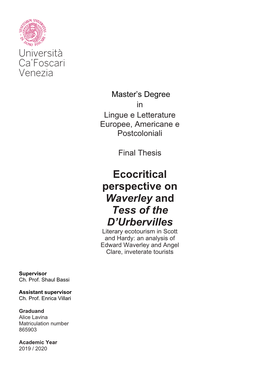 Ecocritical Perspective on Waverley and Tess of the D'urbervilles