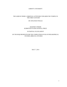 The Lord Is There: Christian Views of the Temple in the First Century AD