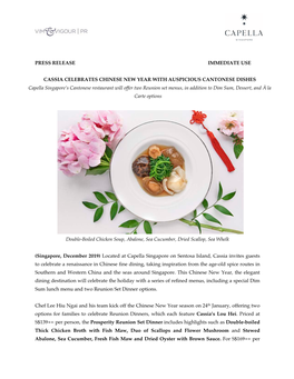 Press Release Immediate Use Cassia Celebrates Chinese