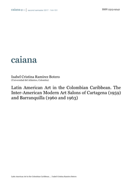 Latin American Art in the Colombian Caribbean. the Inter-American Modern Art Salons of Cartagena (1959) and Barranquilla (1960 and 1963)