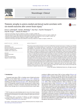 Thalamic Atrophy in Antero-Medial and Dorsal Nuclei Correlates with Six-Month Outcome After Severe Brain Injury☆