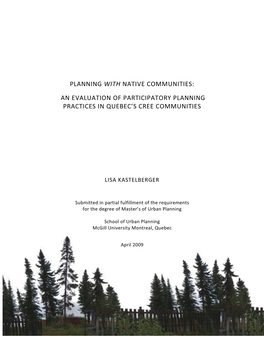 An Evaluation of Participatory Planning Practices in Quebec’S Cree Communities