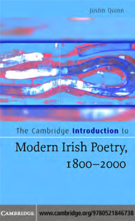 The Cambridge Introduction To: Modern Irish Poetry 1800–2000