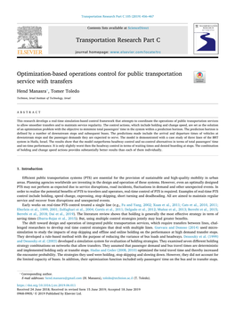 Manasra H. and Toledo T., Optimization-Based Operations