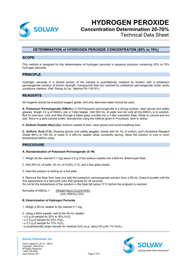 H2O2 Determination of Hydrogen Peroxide Concentration