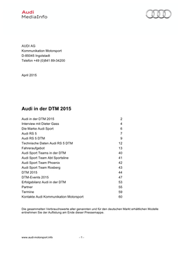 Audi in Der DTM 2015