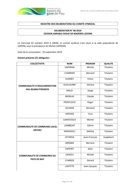 Registre Des Deliberations Du Comite Syndical