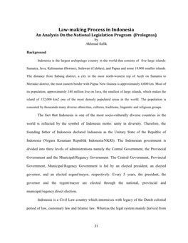 Law-Making Process in Indonesia an Analysis on the National Legislation Program (Prolegnas) by Akhmad Safik