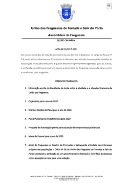 União Das Freguesias De Tornada E Salir Do Porto Assembleia De Freguesia