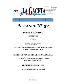 ALCANCE DIGITAL N° 52 a La Gaceta N° 48 De La Fecha 08 03 2017