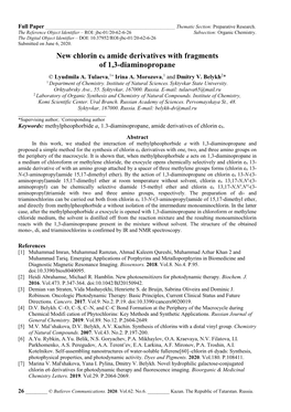 New Chlorin E6 Amide Derivatives with Fragments of 1,3-Diaminopropane