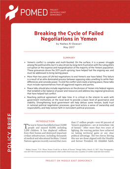 Breaking the Cycle of Failed Negotiations in Yemen by Nadwa Al-Dawsari May 2017