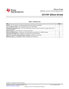 CC1101 Silicon Errata (Rev. E)