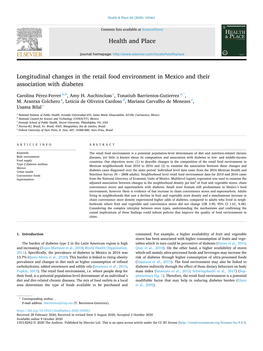 Longitudinal Changes in the Retail Food Environment in Mexico and Their Association with Diabetes