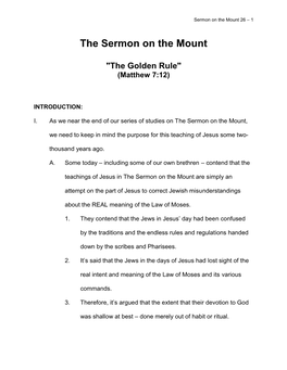 The Sermon on the Mount