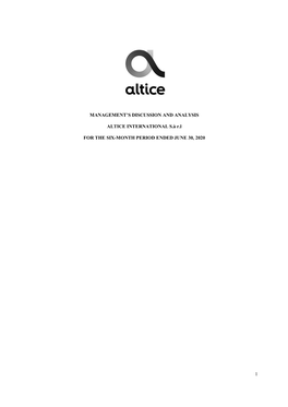 1 Management's Discussion and Analysis Altice