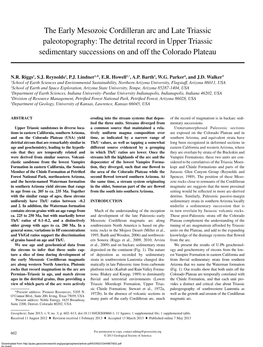 The Early Mesozoic Cordilleran Arc and Late Triassic Paleotopography: the Detrital Record in Upper Triassic Sedimentary Successions on and Off the Colorado Plateau