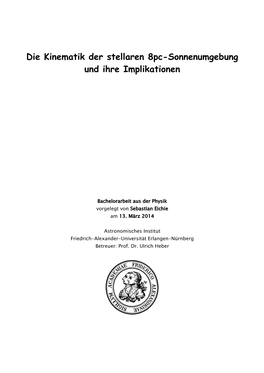 Die Kinematik Der Stellaren 8Pc-Sonnenumgebung Und Ihre Implikationen