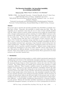 The Baroclinic Instability in a Rotating Stratified Fluid