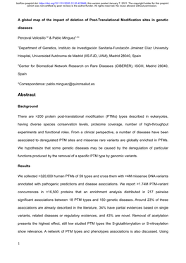 A Global Map of the Impact of Deletion of Post-Translational Modification Sites in Genetic