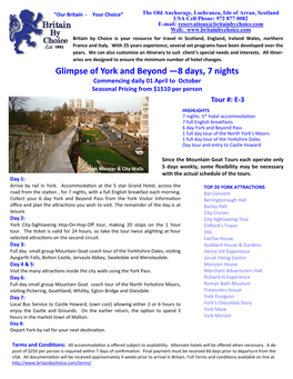 Glimpse of York and Beyond —8 Days, 7 Nights