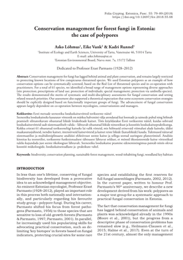 Conservation Management for Forest Fungi in Estonia: the Case of Polypores