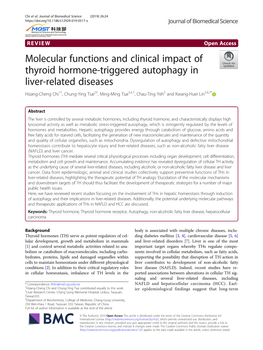 Molecular Functions and Clinical Impact of Thyroid Hormone-Triggered Autophagy in Liver-Related Diseases