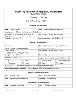 Gainesville State School Final PREA Audit Report