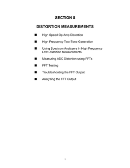 Section 8 Distortion Measurements