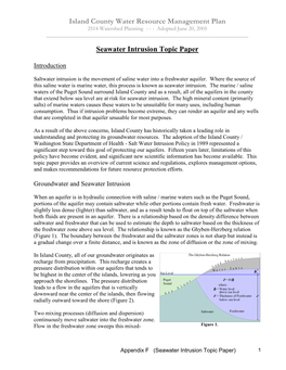 Seawater Intrusion Topic Paper