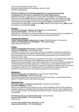 Town and Country Planning Acts 1990 Planning (Listed Building and Conservation Area) Act 1990 Publicity for Applications