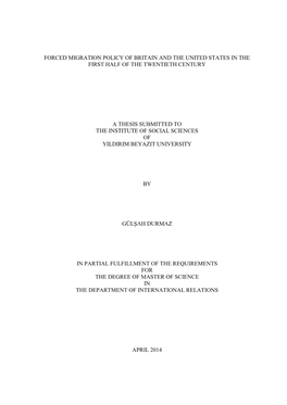 Forced Migration Policy of Britain and the United States in the First Half of the Twentieth Century