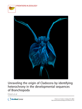 Unraveling the Origin of Cladocera by Identifying Heterochrony in the Developmental Sequences of Branchiopoda Fritsch Et Al