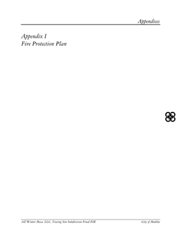 Appendix I Fire Protection Plan