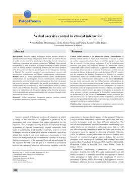 Verbal Aversive Control in Clinical Interaction