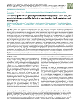 The Thorny Path Toward Greening: Unintended Consequences, Trade- Offs, and Constraints in Green and Blue Infrastructure Planning, Implementation, and Management