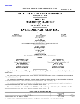 EVERCORE PARTNERS INC. (Exact Name of Registrant As Specified in Its Charter)