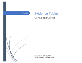 Evidence Tables