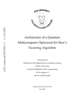 Architecture of a Quantum Multicomputer Optimized for Shor's