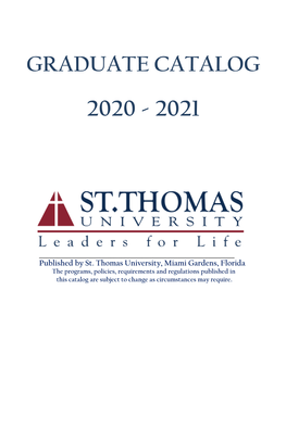 Graduate 2020-2021 Catalog