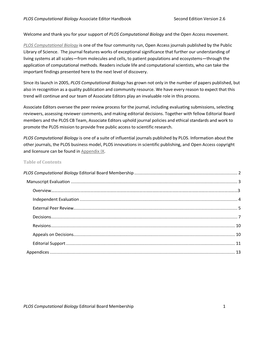 PLOS Computational Biology Associate Editor Handbook Second Edition Version 2.6