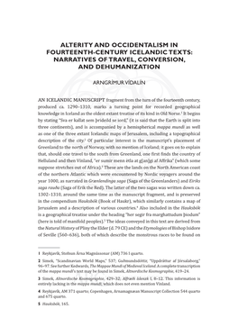 Alterity and Occidentalism in Fourteenth- Century Icelandic Texts: Narratives of Travel, Conversion, and Dehumanization