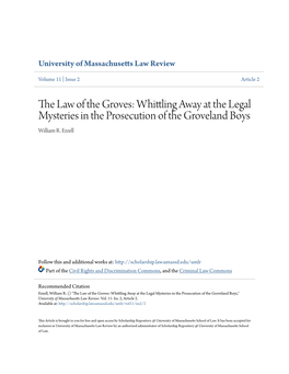 Whittling Away at the Legal Mysteries in the Prosecution of the Groveland Boys William R