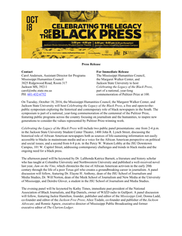 Press Release Contact Carol Andersen, Assistant Director For