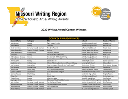 2020 Writing Award Contest Winners